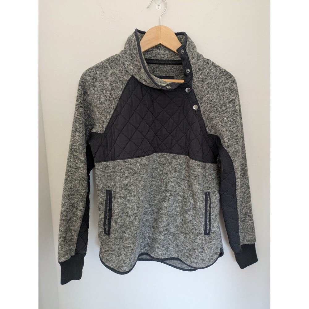 Abercrombie & Fitch Fleece 1/4 Button Snap Mock Neck Women's SZ S Gray Outdoor